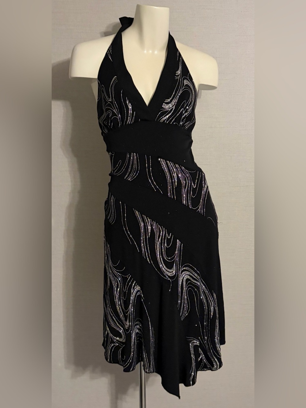 NWOT Women's Medium La Bella Halter Neck Glitter Swirl Dress